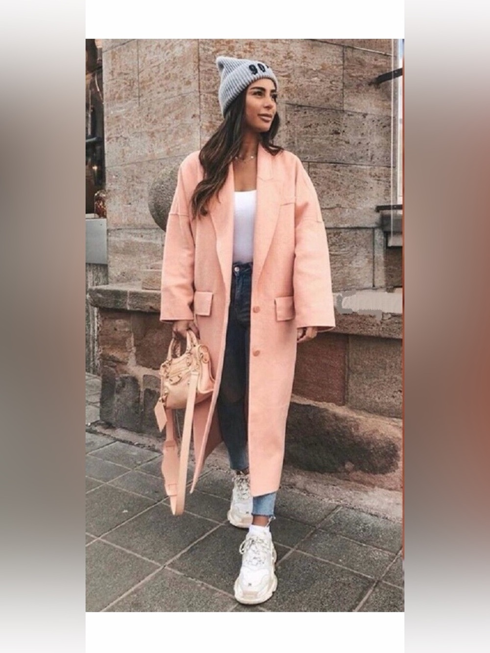 Zara Blush Pink Long Trench Coat